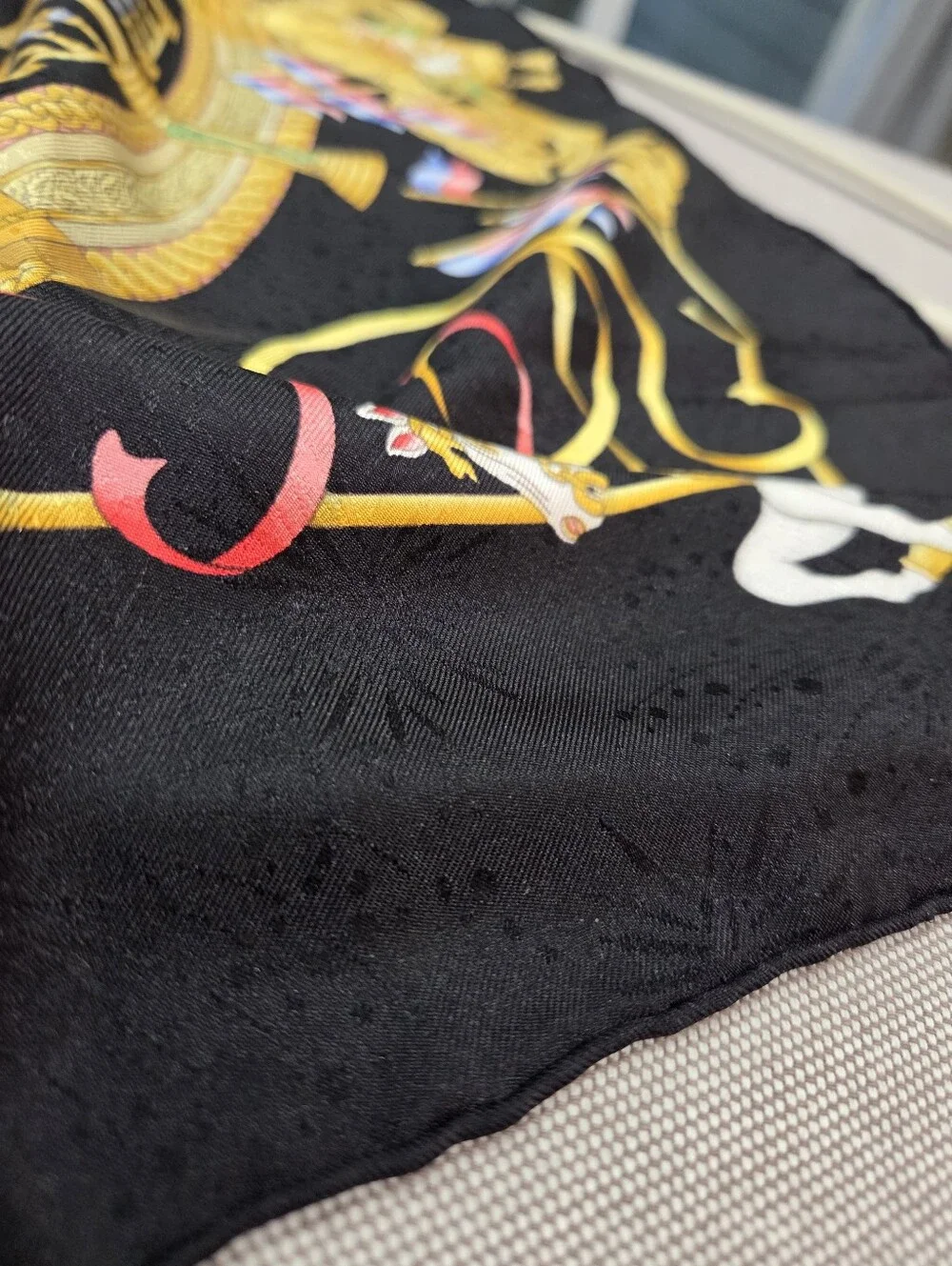 Hermes MINT Luna Park Silk Scarf 90cm/ 35" Black Carousel Horses Gold Pink Blue - Picture 6 of 17